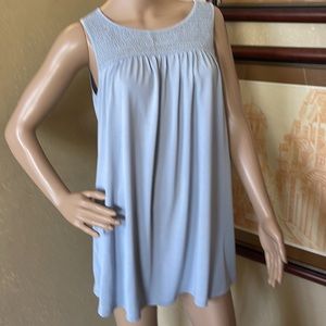 Motherhood Maternity Womens Smocked Summer Baby Blue Babydoll Tunic Top sz S